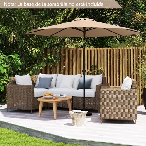 Sombrilla de patio resistente de 270 cm ideal para jardín y piscina 7