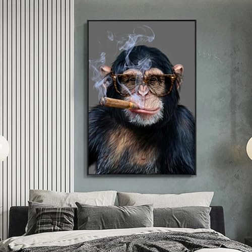Affiche Singe Gorille Fumer moderne pour un salon au style industriel