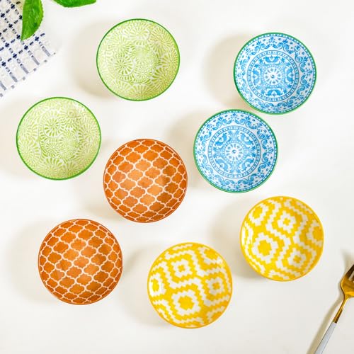 Image of Nestasia Set of 8 Small Ceramic Plates (70ml Each) | Vibrant, Microwave & Dishwasher Safe, Serving Dishes | Ideal for Appetizers, Dips, Condiments, Prasad, Desserts, Sweets, Snacks and Gifting