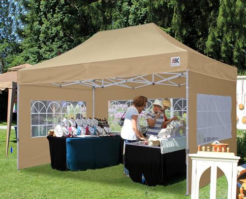 Image of ABCCANOPY Pop up Canopy Tent with Elegant Church Window 10X15,Beige