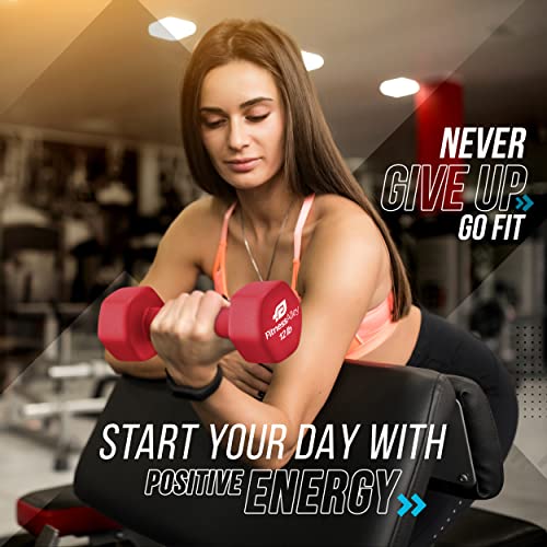 Fitness Alley Neoprene Coated 12Lb Workout Dumbbells Set Of 2 – Anti Roll, Non Slip With Smooth Grip Fitness & Exercise Dumbbells – Hexagon Shaped Hand Weights For Women & Men – Best Choice For Gyms & Home Use #TOP6