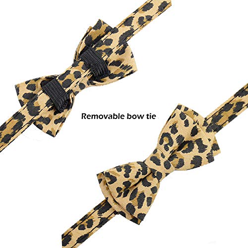 Image of Pipidog Cat Collar Breakaway with Bell and Accessories, Leopard Kitten Collar Bowtie for Kitty 20 Colors Adjustable 7.5-11in (Leopard)