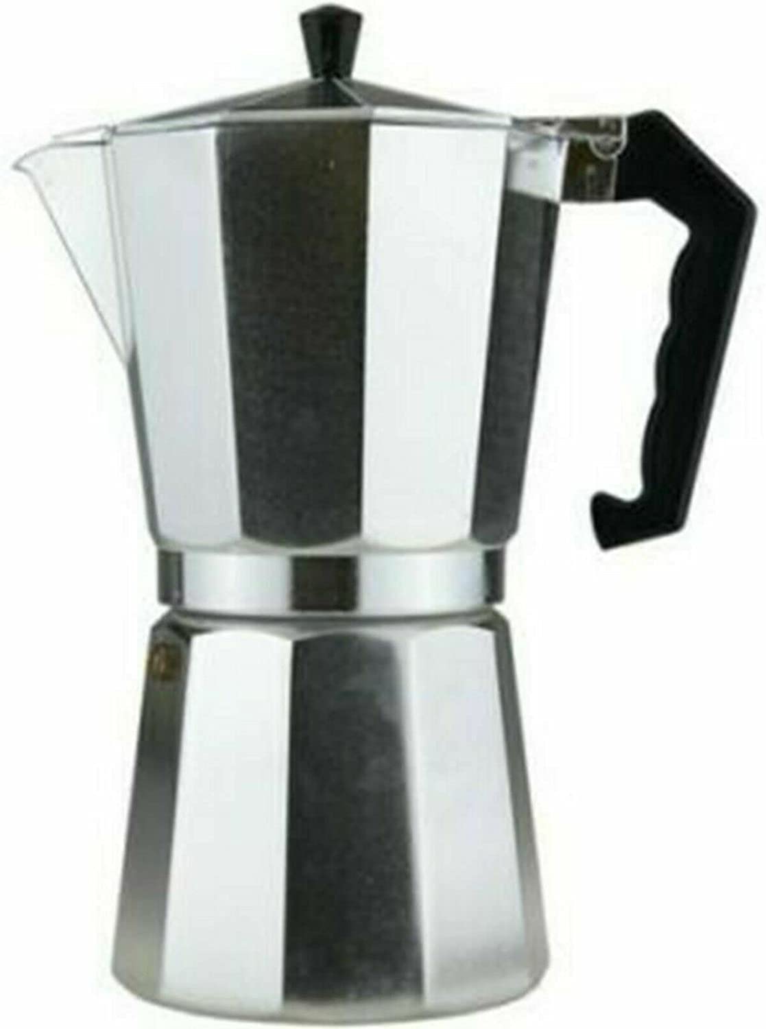 MUSAN Aluminium Stove Top Coffee Makers - Large Silver Moka Pot Household Essential 1-12 Cups - Durable Handle Coffee Maker Pot for Kitchen, Outdoor, Home, Office (9 Cups Coffee Maker 450ml)