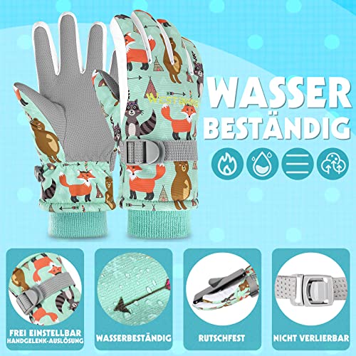 WESTGIRL Kinder Winterhandschuhe Winddicht Warme Skihandschuhe Thermofleece Wasserabweisend Schnee Cartoon kinderhandschuhe Outdoor Snowboarding Radfahren Handschuhe für 3-12 Kinder Mädchen