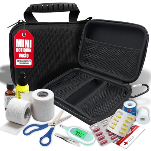 Mini Botiquin Vacio Impermeable- Personaliza Botiquin de Primeros Auxilios- Botiquin Viaje Vacio- First Aid Kit Personalizable- Crea Kit Primeros Auxilios Medico y Kit Emergencia Coche- Botiquín Coche