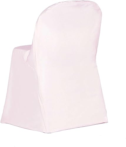 Miniatura 7 de Tableclothsfactory Funda plegable de poliéster de lino rubor para silla de comedor, para boda, fiesta, evento, banquete, catering, 20 uds