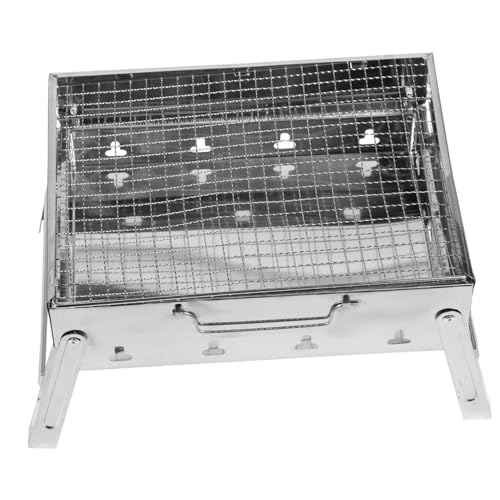 Hemobllo Parrilla De Barbacoa Portátil De Acero Inoxidable Barbacoa Plegable Para Camping De Jardín Rejilla Utensilio De Cocina Para Obra Exterior