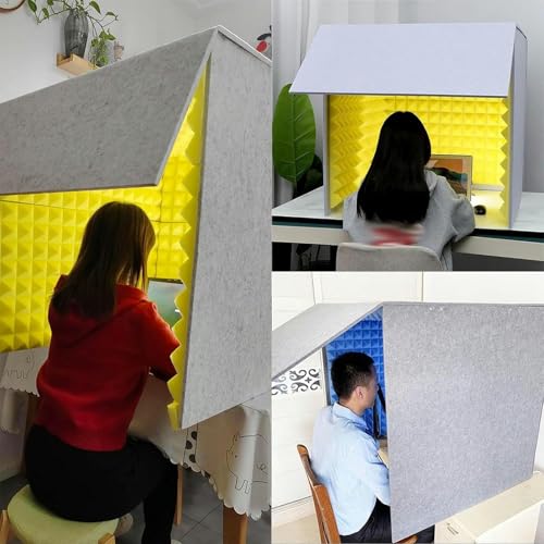 Cabina de grabación portátil, cubierta abatible de escritorio con aislamiento acústico, esponja absorbente de alta densidad, escudo vocal para estudio musical, dormitorio y podcasting, azul, 23.6 pulgadas miniatura 7