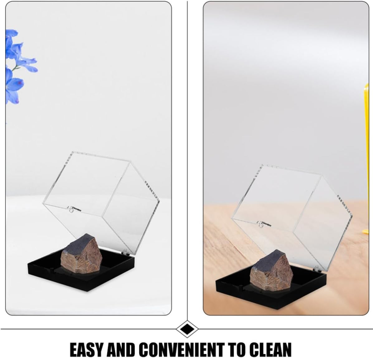 Plastic Rock Display Case with Compartments, Easy to Clean and Store, Specimen Collection Box for Desktop Mineral Sample Display and Organization