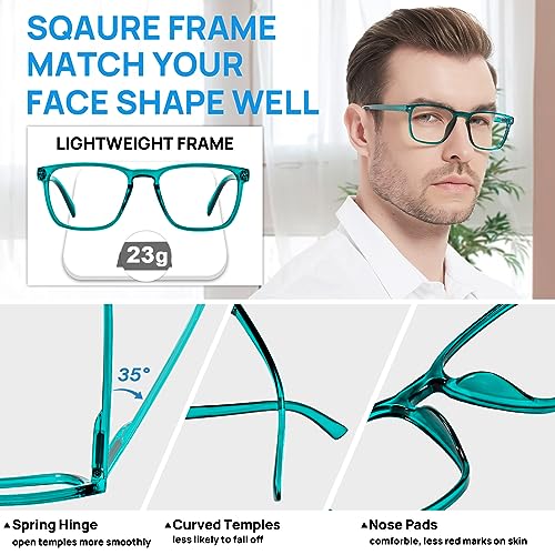 Image of Lightweight Reading Glasses Men Women Square Spring Hinges Readers 1.00 1.25 1.50 1.75 2.00 2.25 2.50 2.75 3.00