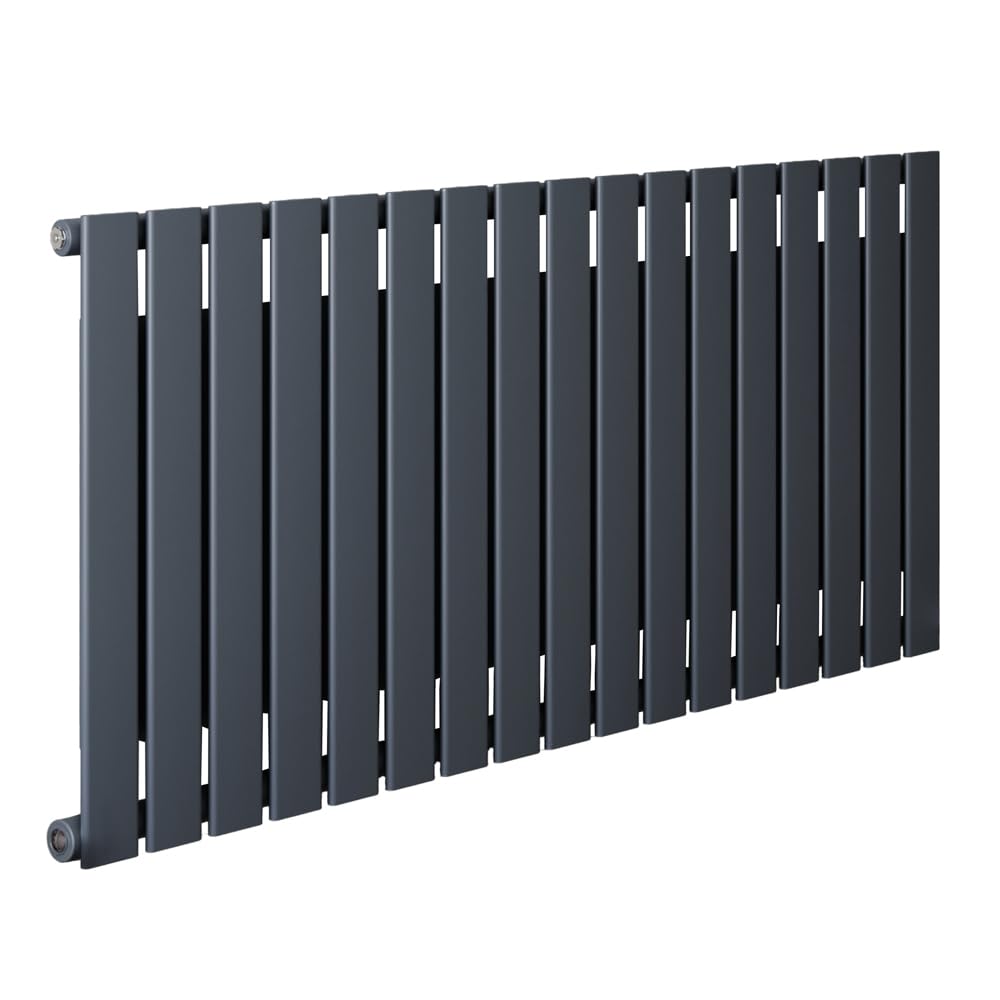 Milano Anthracite Erin Horizontal Single Flat Panel Convector Radiator - 600Mm X 1190Mm