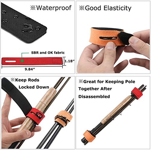 Rod Cover Sleeve,6 Pack Fishing Rod Socks For Fly Spinning Casting Sea Rod, Braided Mesh Fishing Pole Gloves Protector Gear W/ 6 Pack Rod Ties Straps,Fishing Accessories Tools,1 Dozen Kit By Ststech #TOP5
