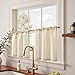 jinchan Striped Linen Kitchen Curtains 24 Inches Length Tier Curtains Farmhouse Modern Cafe Style Small Window Treatments Airy Light Filtering Rod Pocket for Living Room Bathroom 2 Panels Beige