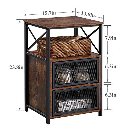 Vecelo END TABLES Side Table, Modern Night Stand With Storage Space And Door,Nightstands For Living Room,Bedroom,Lounge,Brown thumb #2