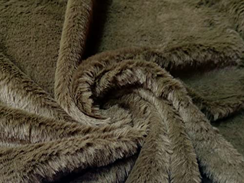 Tissu fausse fourrure vert kaki de luxe en rouleau de 10m x 150cm pour couture