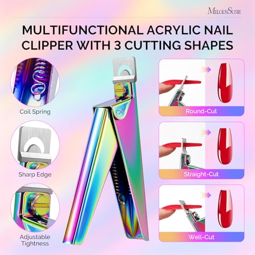 Image of MelodySusie 4 in 1 Stainless Steel Acrylic Nail Tool Kit, Rainbow