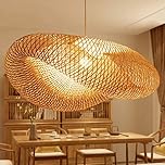 HEYUN Vintage Chandeliers Natural Bamboo Lamps Braided Chandeliers Simple and Creative Adjustable Length E27 Energy Saving Lamps Restaurant Allée Room Warm Chandeliers,60cm