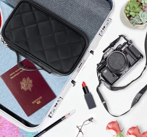 Image of Fabskin Makeup Pouch Bag Organiser | Large Cosmetic Vanity Bag for Women Pouch Bag for Women | Makeup Bag for Travel, Cosmetic Pouch, Makeup Organizer Perfectly Fit in Any Suitcase Or Big Bag - Black