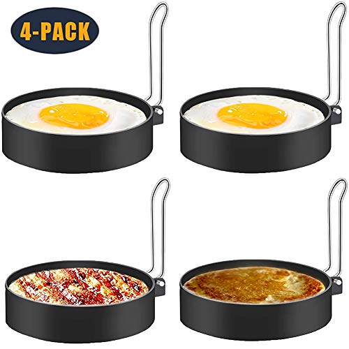 4 Pack Egg Ring, Round Pancake Mold Egg Mcmuffin Sandwich Maker Bacon Cooker