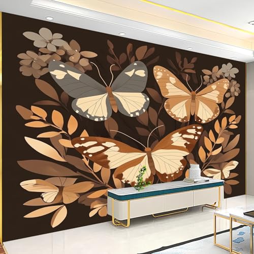 Papier Peint Intissé Brun panoramique 200x140 cm pour salon et chambre