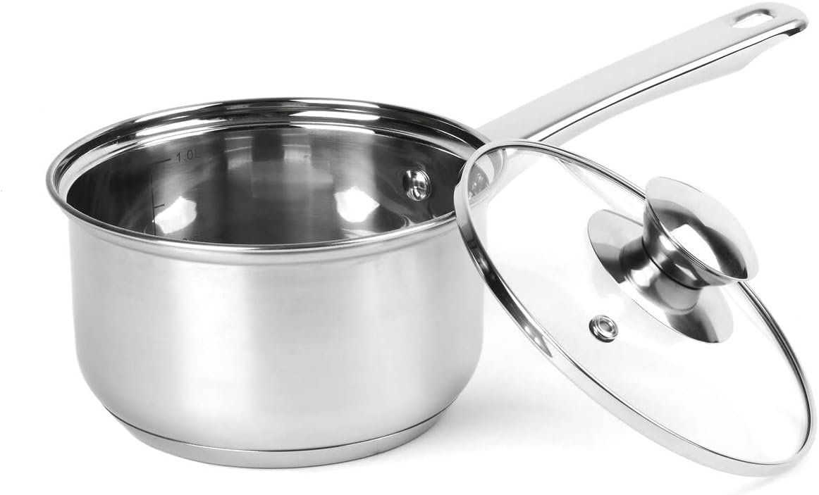 Stainless Steel Saucepan Lid 14 cm Induction Milk Pan BigaMart