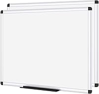 VIZ-PRO Magnetic Dry Erase Whiteboard 36x24 Inches, 2 Pack, Silver Aluminum Frame - Smooth Durable Surface for Home Office School