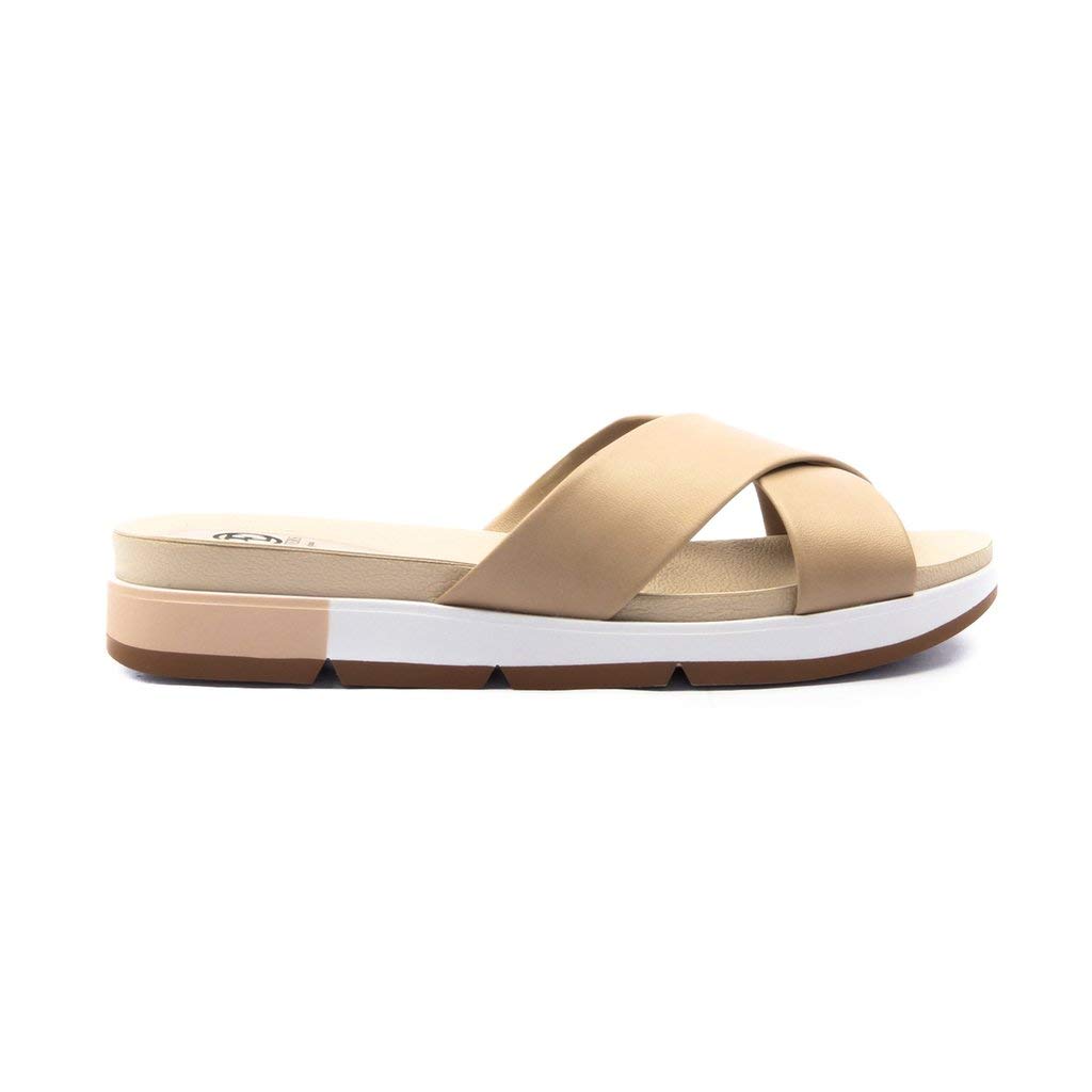Cross Strap Slippers Beige at Amazon 