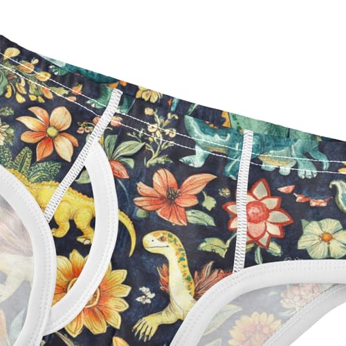 Wusikd Colorful Dinosaurs Boys' Underwear Cotton Flowers Boys Briefs Soft Toddler Underwear 2T4