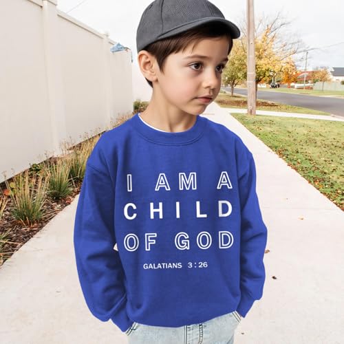 KEEVICI Boys I Am A God Child Of Jesus Sweatshirt Christian Graphic Faith Hoodies for Kids Bible Verse Religious Hoodie3