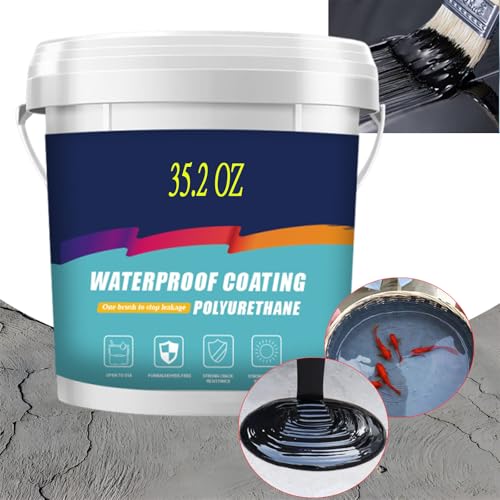 Polyurethane Waterproof Coating,35.2OZ,Eco-Friendly Waterproof Sealant,Polyurethane Coating for Roofs,Walls,Garden,Gutter,Concrete Cracks Holes Leak Repair (300g,White)