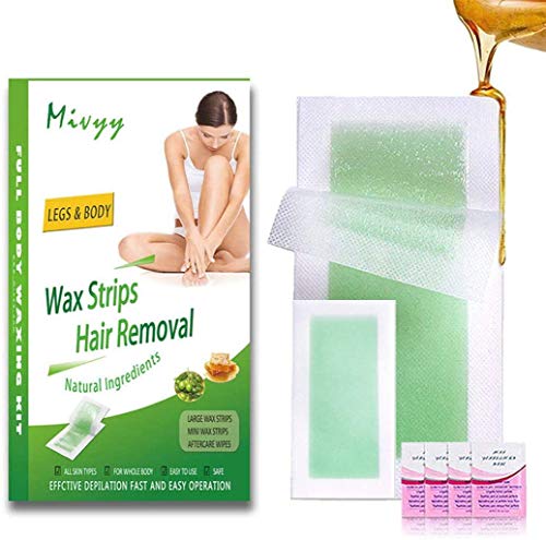 Wax Strips Bikini Waxing Strips Kit Hair Removal for Body Facial Arm Leg Hair Remover Contains 30 Strips and 4 Post Cleaning Wipes