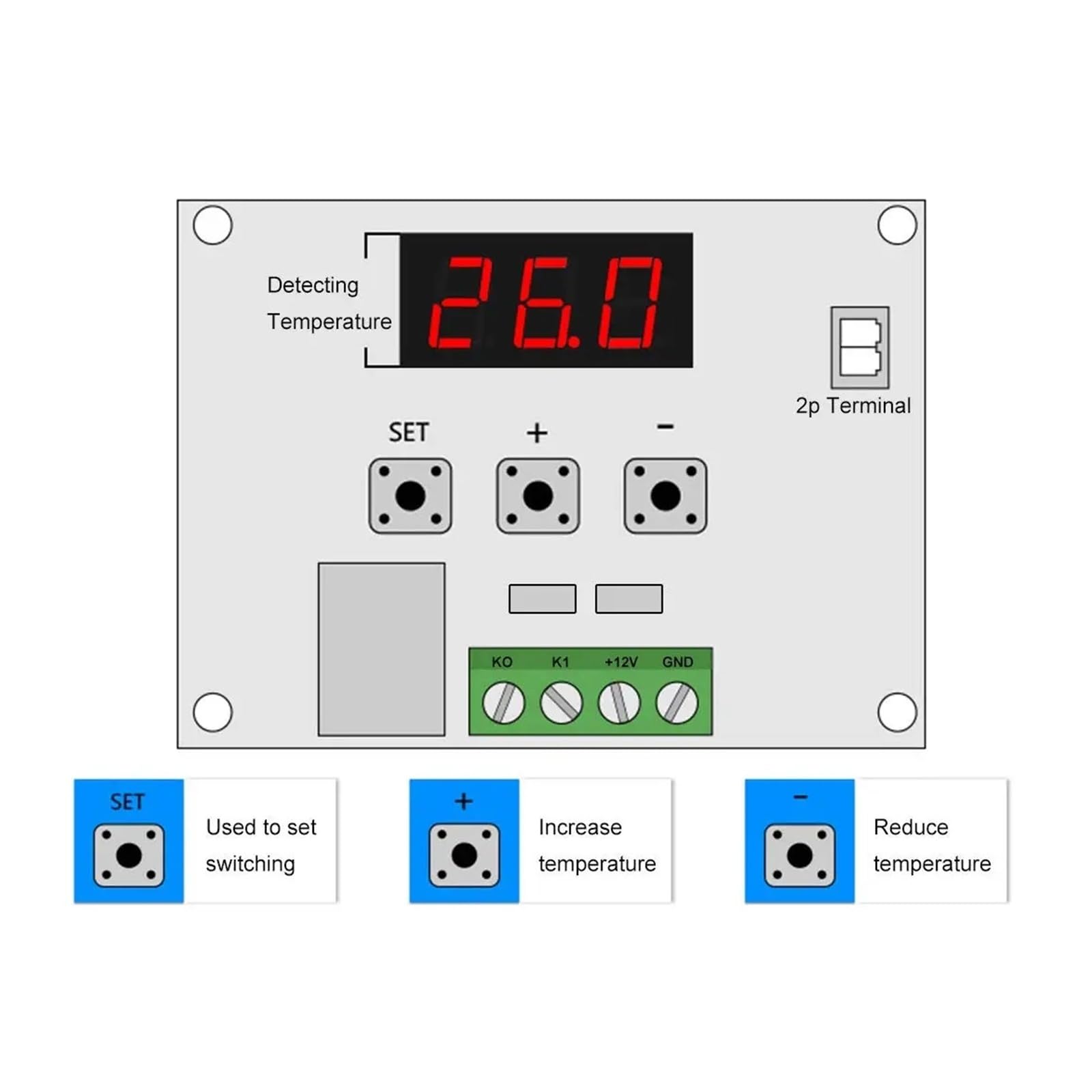 Termostato digital XH-W1209, 2/4 unidades, 50 ~ 110 ℃, 12 V, módulo controlador de temperatura con carcasa y prueba impermeable (2 juegos)