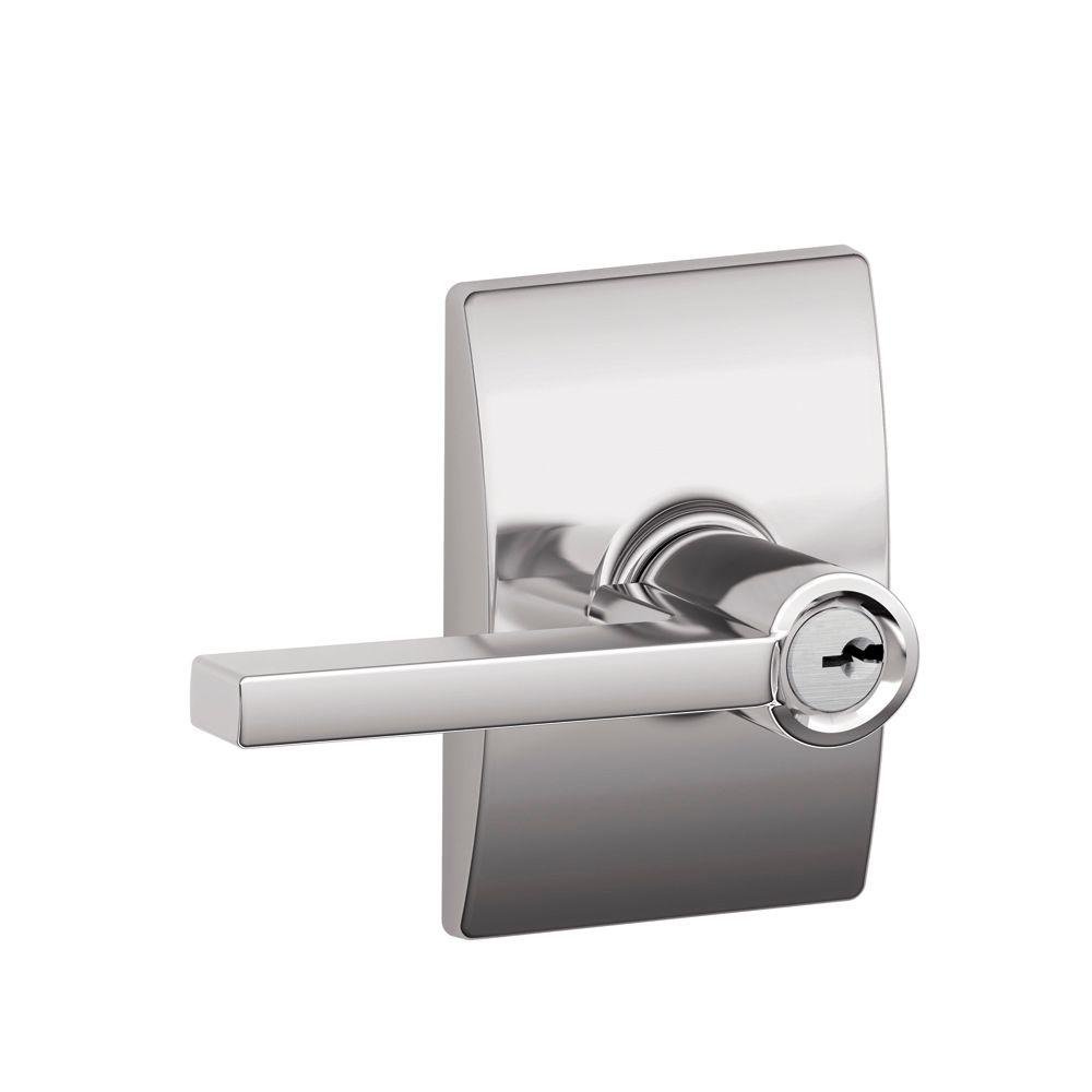 SCHLAGE F51A LAT 625 CEN Latitude Lever with Century Trim Keyed Entry Lock, Bright Chrome