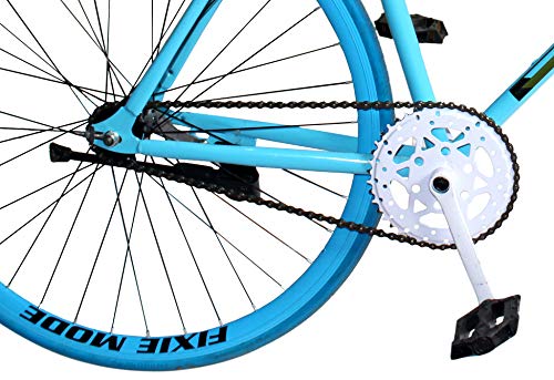 Image of Wayyo Bluoo Warrior - Thin Tyres, Single Speed Fixie Bicycle(Frame Size - 18 inches,Wheel Size - 27 inche,Blue)