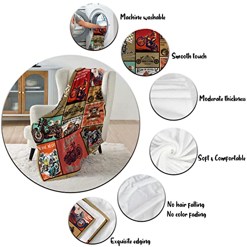 Domgoge Motorcycle Blanket Throw for Boys Soft Cozy Flannel Motorcycle Lover Gift Throw Blanket Fluffy Fuzzy Fleece Blankets for Teen Men Women Sofa Couch Bed Decor 130x152cm - Image 3