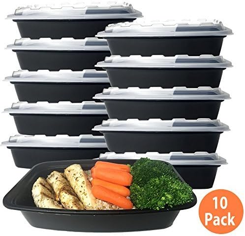 Meal Prep Containers - 28 Oz Stackable Plastic Microwavable Dishwasher Safe and Reusable (10)