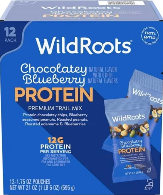 Wild Roo'ts Protein, Chocolatey Blueberry, Trail Mix, 1.75 oz., 12 pk.