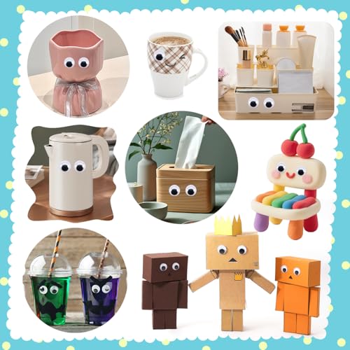 Image of TOAOB 150pcs 22mm Large Wiggle Googly Eyes Self Adhesive Sticker Eyes | Plastic Black Round Eyeballs, DIY Arts Crafts, Scrapbooking Accessories