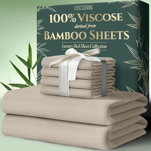 DECOLURE 100% Viscose Derived from Bamboo Sheets King Size 6pcs - Ultra Soft & Luxuriously Cooling, 17