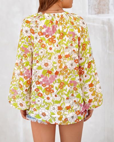 BTFBM Blouses for Women Floral Boho Tops V Neck Lightweight Long Sleeve Shirts Fall 2025 Dressy Casual Vacation Outfits3