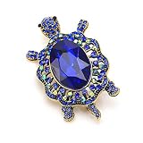 Women's Crystal Big Turtle Pin Brooch Lucky Gorgeous Classic Girl Animal Decorative Jewelry (Dark bl