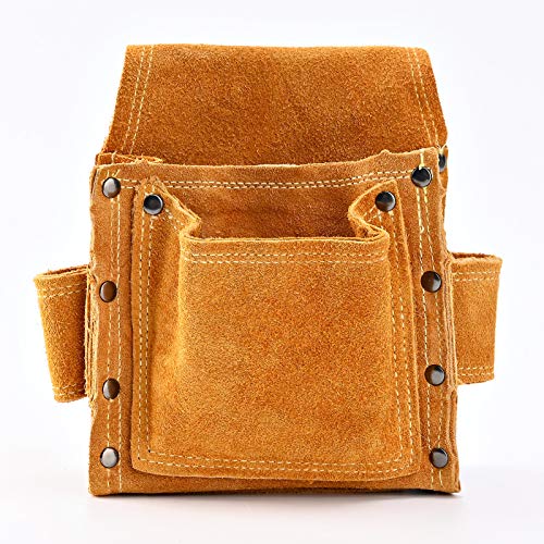 Sacoche de Charpentier pour la taille, Ceintures Porte-Outils en Cuir de Qualité Supérieure Avec 2 Porte-Marteaux, Résistante et Professionnelle Sac pour Électricie, Maçons, Soudeurs, Plaquiste Cover