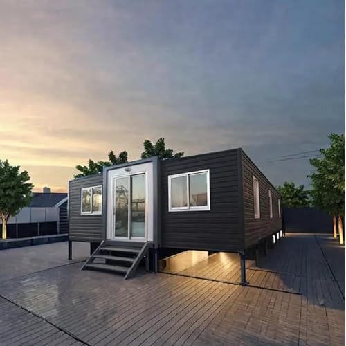 SEQ 20FT by 20ft Tiny House to Live in, Portable Container Prefab House with 3 Bedrooms,1 Fully Equipped Bathroom, and Kitchen. 4 in 1 Foldable, Movable, expandible,Weather-Resistant 30 Years Life