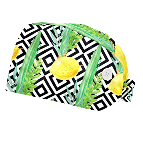 Chapeaux de travail respirants JDEZ citron | Casquettes bouffantes hommes femmes lot de 2