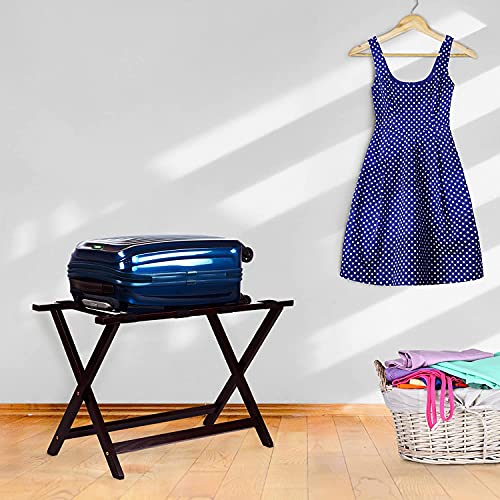 Porte-bagages pliable hôtel en bois avec support chaussures et sac à dos