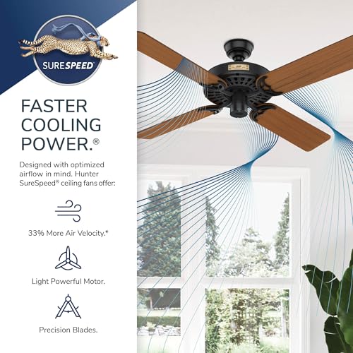 Image of Hunter Original, Outdoor or Indoor, Ceiling Fan, 52 inch, Matte Black