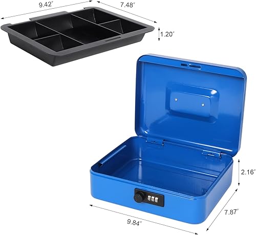 Vista 14 de Caja de dinero pequeña con cerradura de combinación, caja de dinero de metal para efectivo, caja de bloqueo Lovndi con bandeja de dinero, 7.87 x 6.3