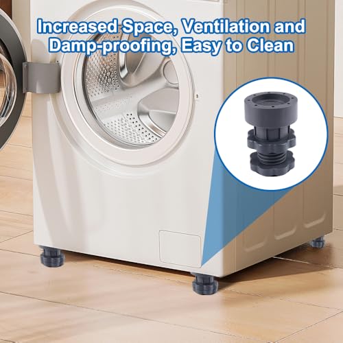 4 Stück Verstellbare Schwingungsdämpfer Waschmaschine, Verstellbare Höhe 10-12cm, Anti Rutsch Vibrationsdämpfer Gummifüße Waschmaschine für Trockner, Kühlschrank, Geräusch und Vibrationsreduzierung