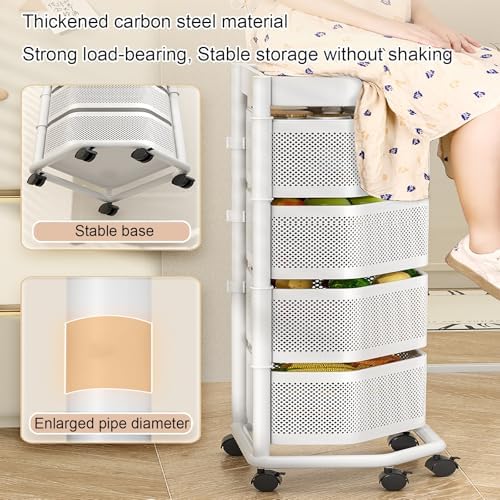 5/6 Tier Rolling Utility Cart with Wheels, Mobile Multi-Functional Kitchen Shelves, Durable Storage Trolley for Living Room, Bathroom & More