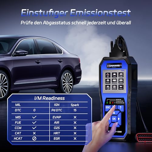 KONNWEI KW450 OBD2 Diagnosegerät mit 9 Spezialfunktionen für VAG Fahrzeuge Diagnose Code Reader Öl SAS EPB TPS Reset Injektor Codierung DPF Lampe Anpassung Suspension Scan Tool Deutsch